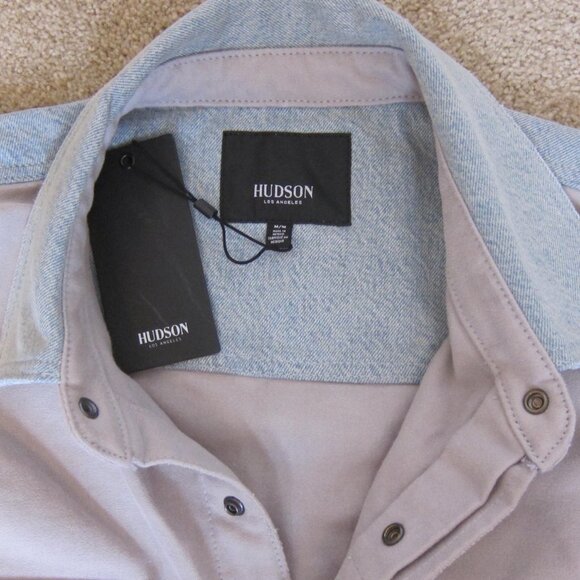 HUDSON JEANS Men's Denim UTLITY FIELD Jacket Shacket in Stone NWT MED $200 - Picture 7 of 9
